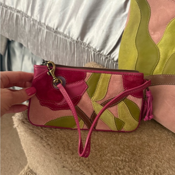 Coach Pink and Green Floral Satchel and Clutch - Picture 7 of 16